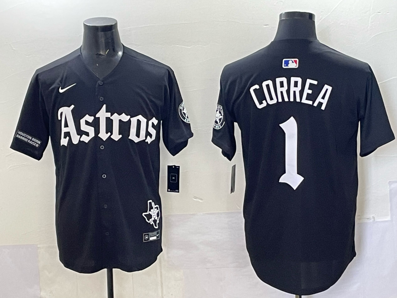 Men 2025 Houston Astros #1 Correa black  Game Nike MLB Jersey style 0014->boston red sox->MLB Jersey
